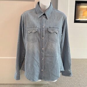 THE KOOPLES Amazing Faded Pinstripe Western Button Down Sz 2/M NWT $285!!